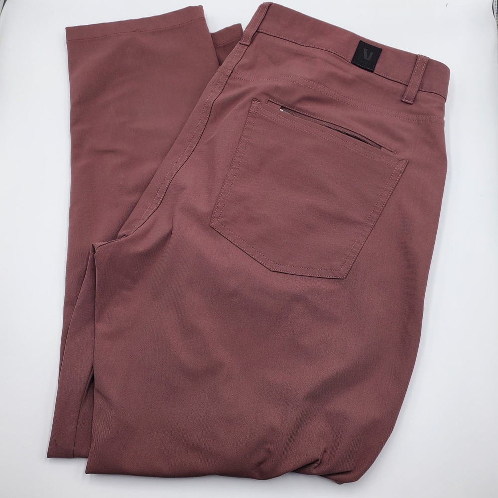Vuori Mens Meta Pants Dark Rose Redwood Technical 5-Pocket Chino 34x26 Flawed